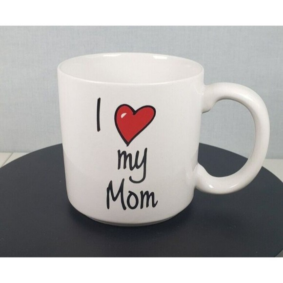 Vintage Russ Berrie I Love My Mom Mug Cup White Ceramic Made in Phillippines - Picture 5 of 11